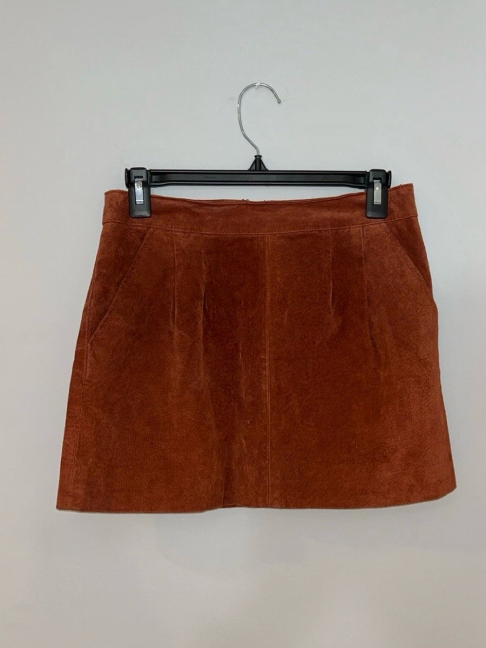 I Love H81 Burnt Peach Genuine Leather Mini Skirt